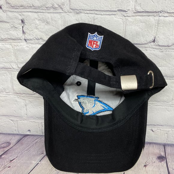Carolina Panthers Hat Cap Strap Back Black White Embroidered Log NFL Football - Picture 8 of 10